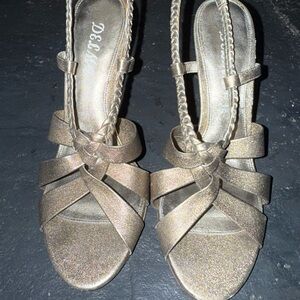 Delman Metallic Gold/Bronze Strappy Heels